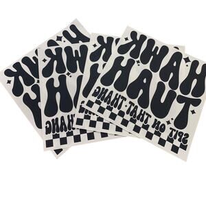Set of 4 Hawk Tuah Spit On That Thang Black Heat Transfer Vinyl HTV for Shirts
